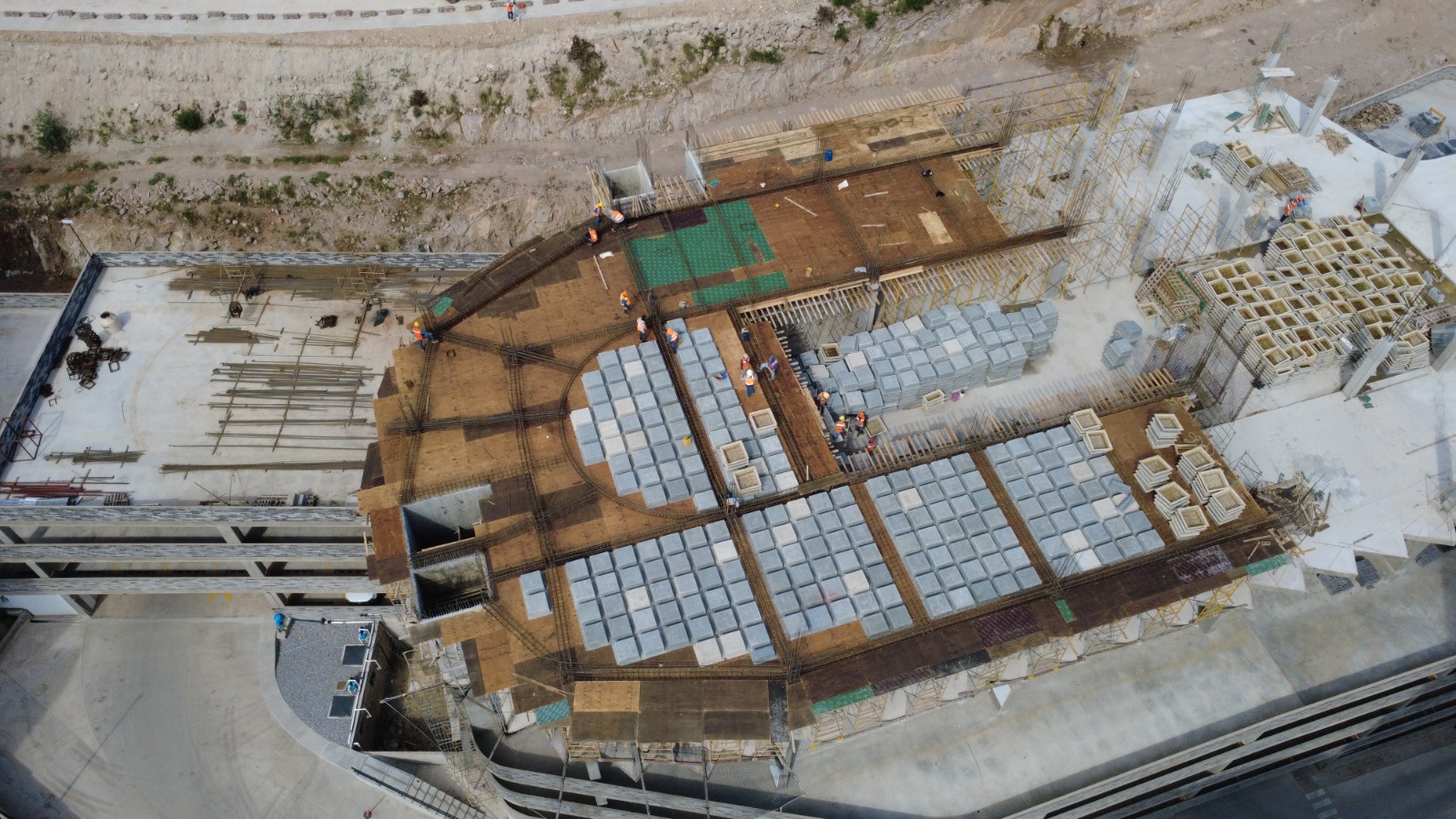 Vista aérea oblicua de superficie y materiales